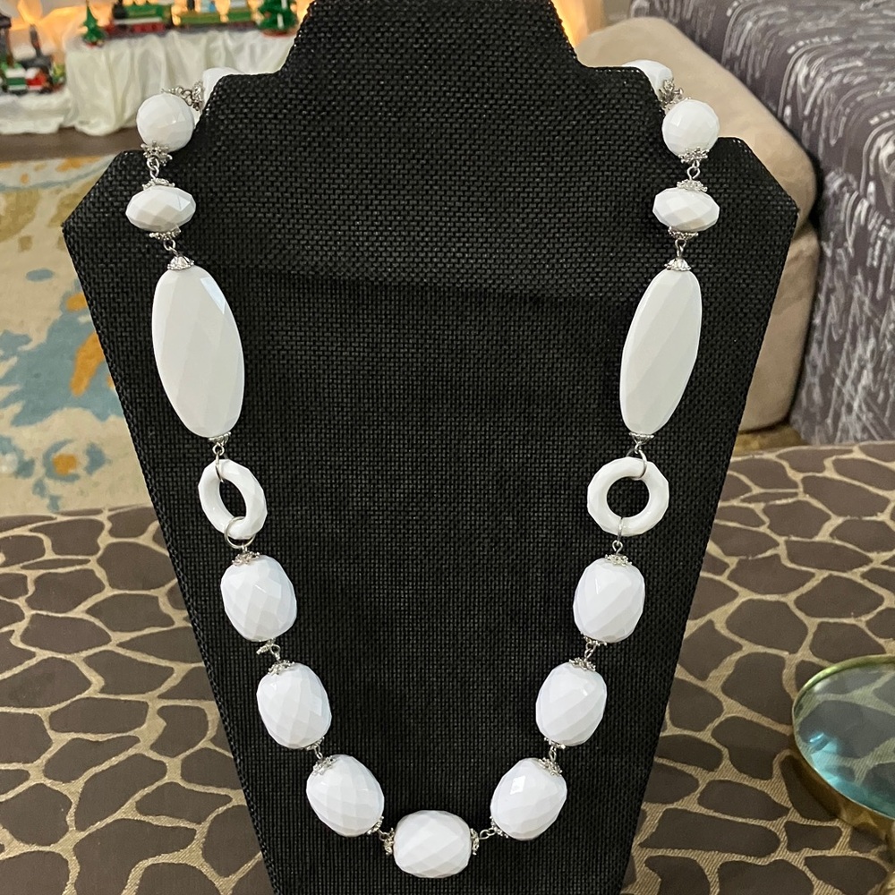 Elegant White Beaded Necklace